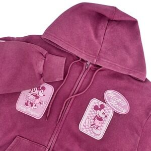 NWT Disney Mickey and Friends Full Zip Hoodie Women's X-Large XL Red Patches